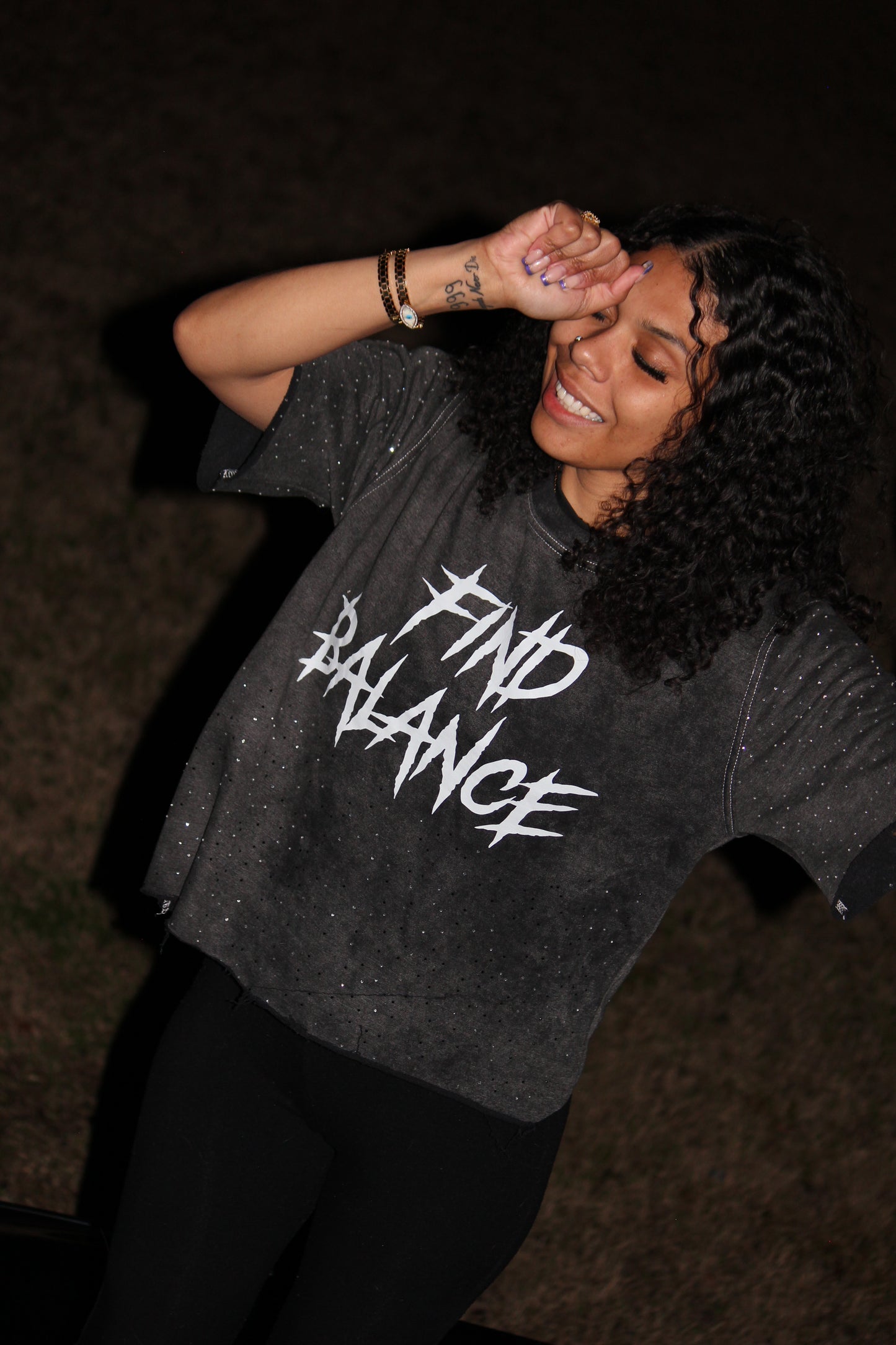 Find Balance Rhinestone Cropped Tshirt